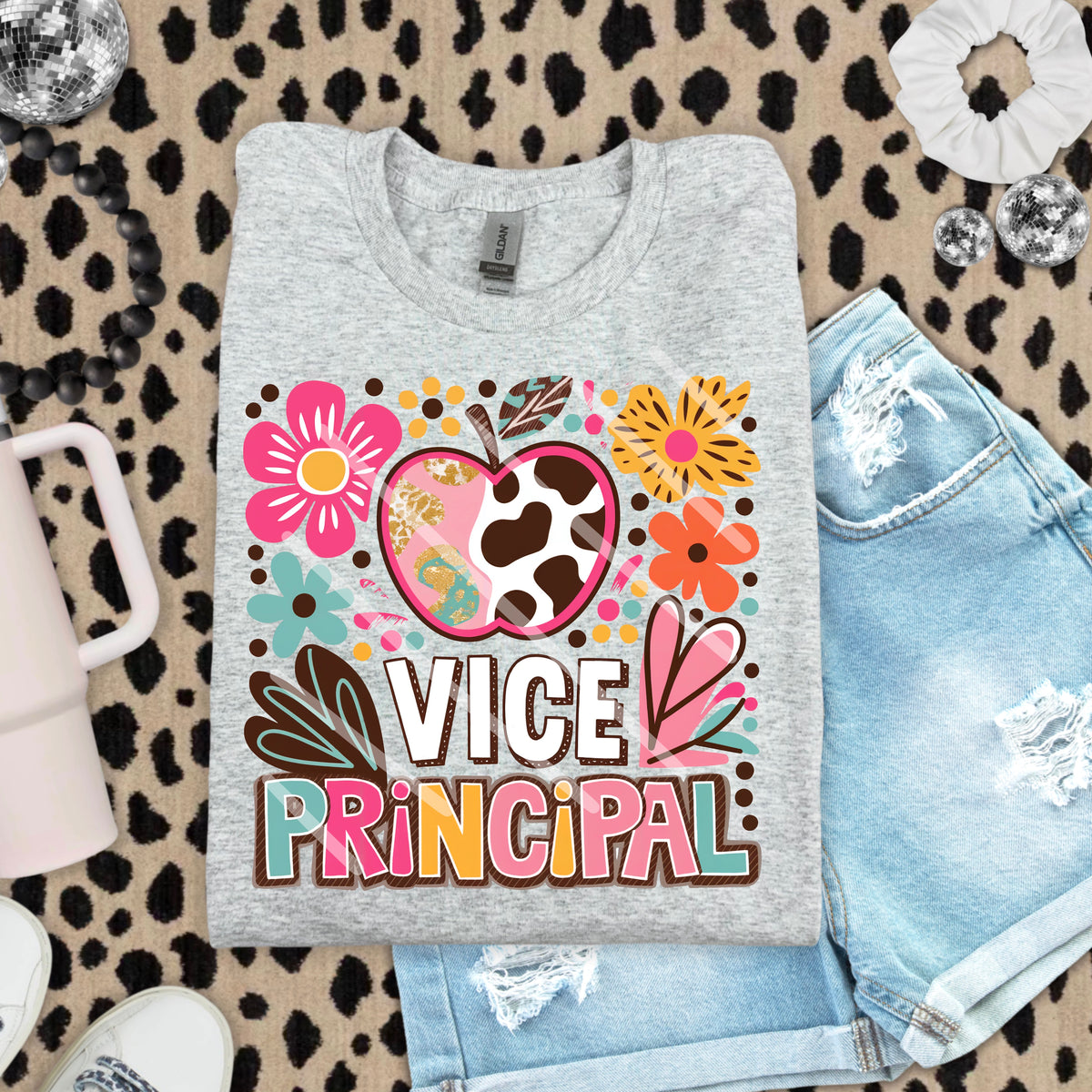 Vice Principal Abstract Florals with Apple 110833 DTF Transfer