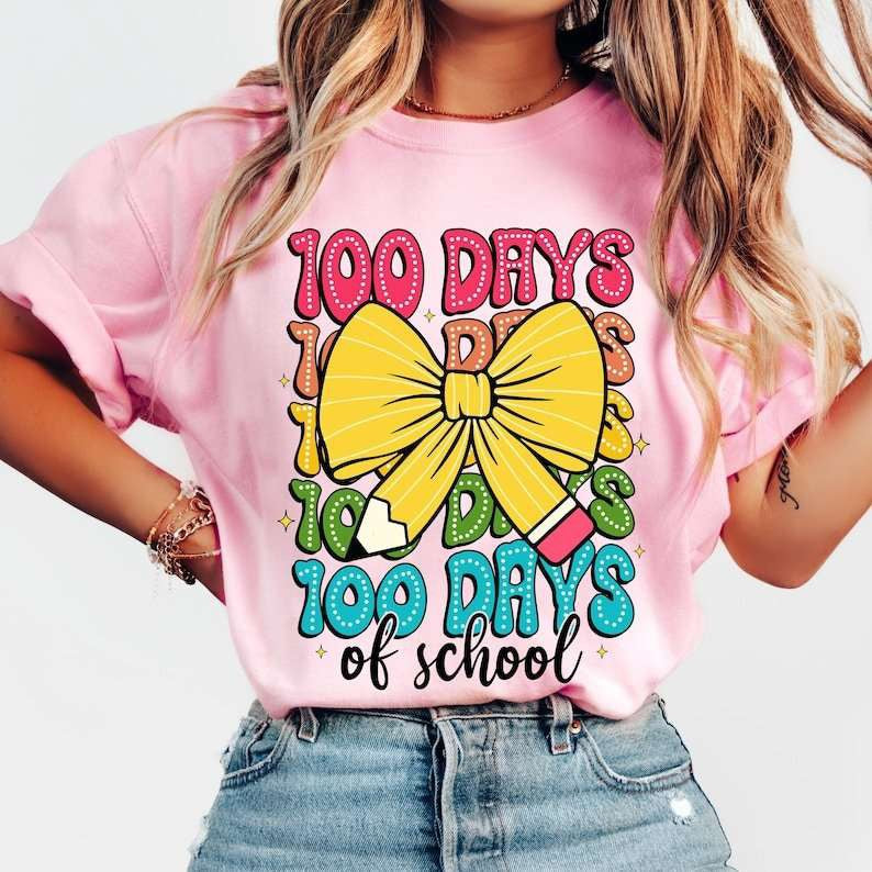 100 days of school 5 stacks 77631 DTF transfer
