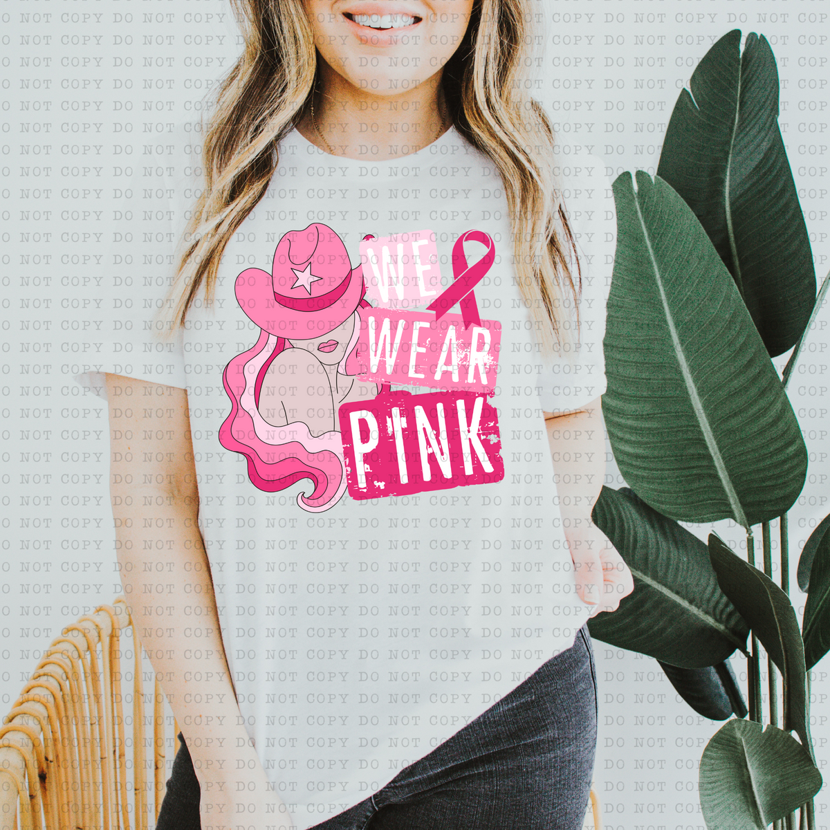 We Wear Pink (cowgirl, ribbon, breast cancer awareness) 3312 DTF TRANSFER
