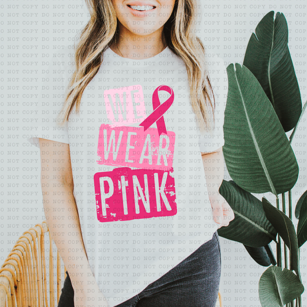 We Wear Pink (ribbon, distressed, breast cancer awareness) 3313 DTF TRANSFER