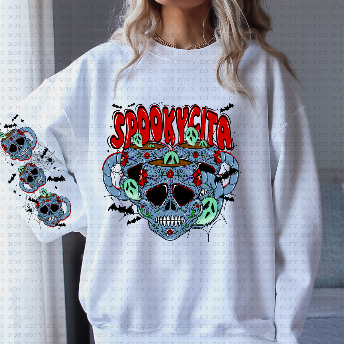 Spookycita FRONT ONLY (skull coffee, ghost) 3317 DTF TRANSFER