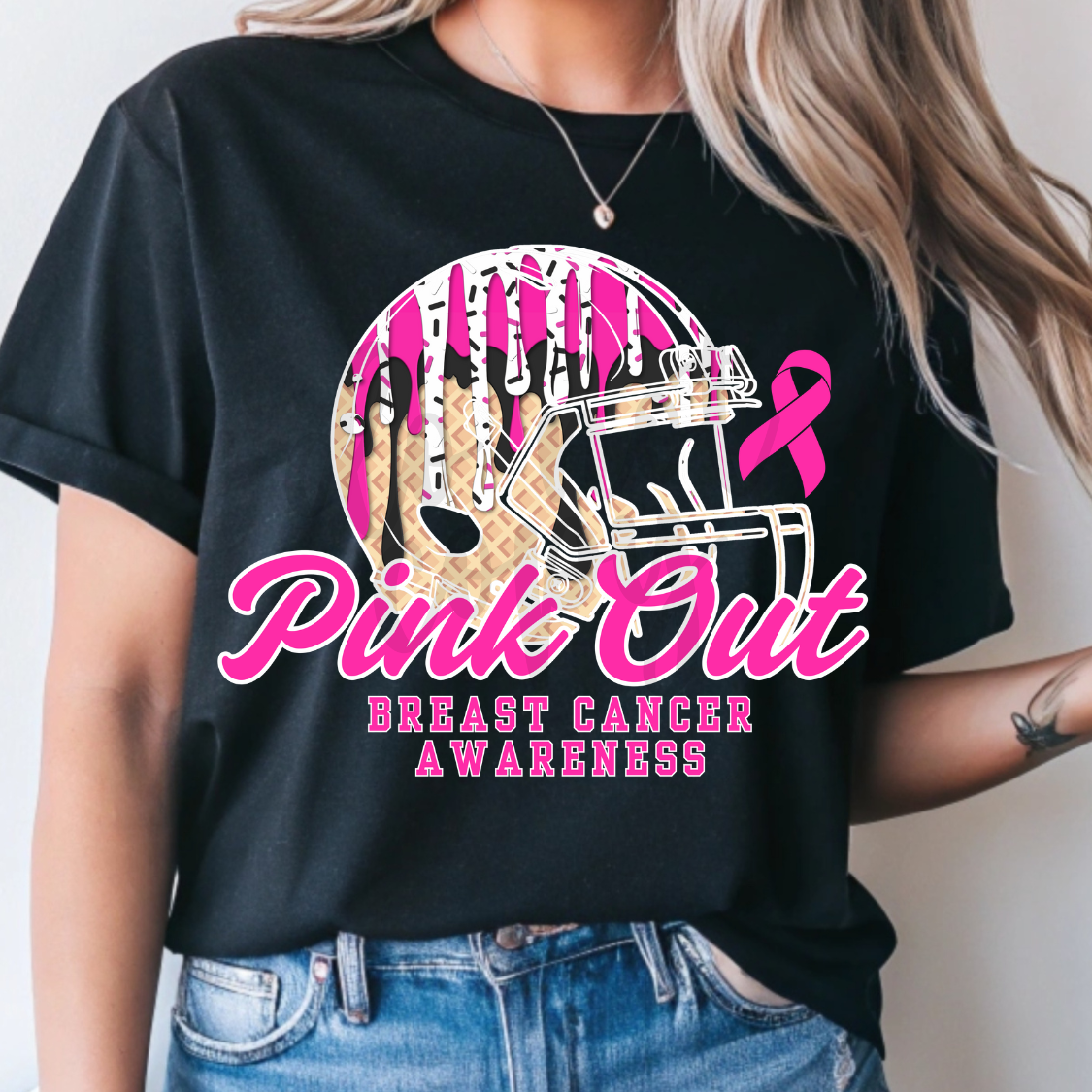 Pink Out Ice cream Drip Helmet (PARKER) DTF transfer