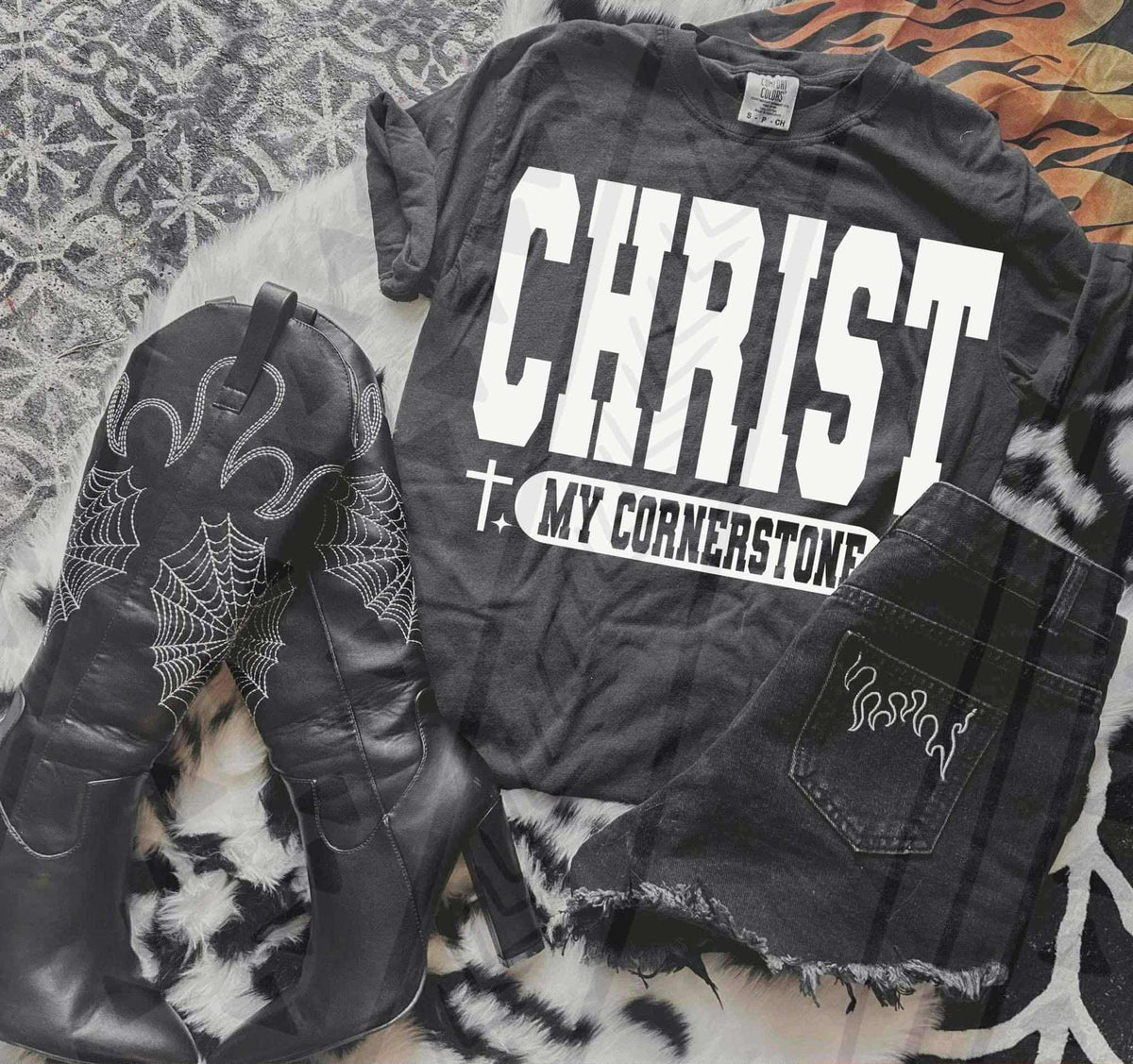 Christ my cornerstone WHITE TGG 113432 DTF Transfer