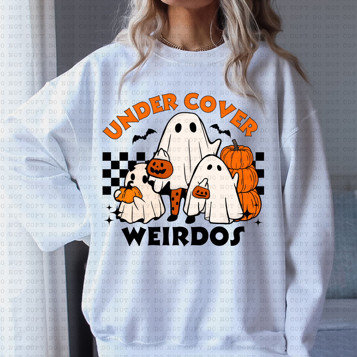 Under Cover Weirdos (checkered, ghosts, pumpkins) 3323 DTF TRANSFER