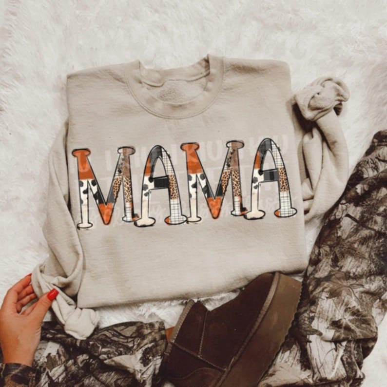 Mama western with orange 95104 DTF transfer