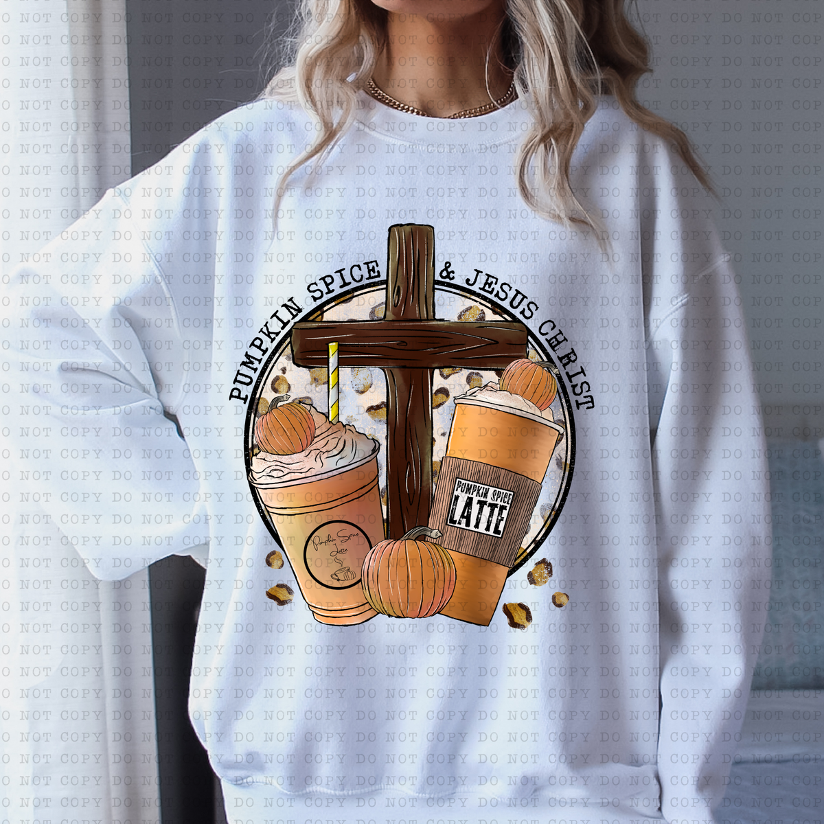 Pumpkin Spice & Jesus Christ (leopard, circle) 3326 DTF TRANSFER