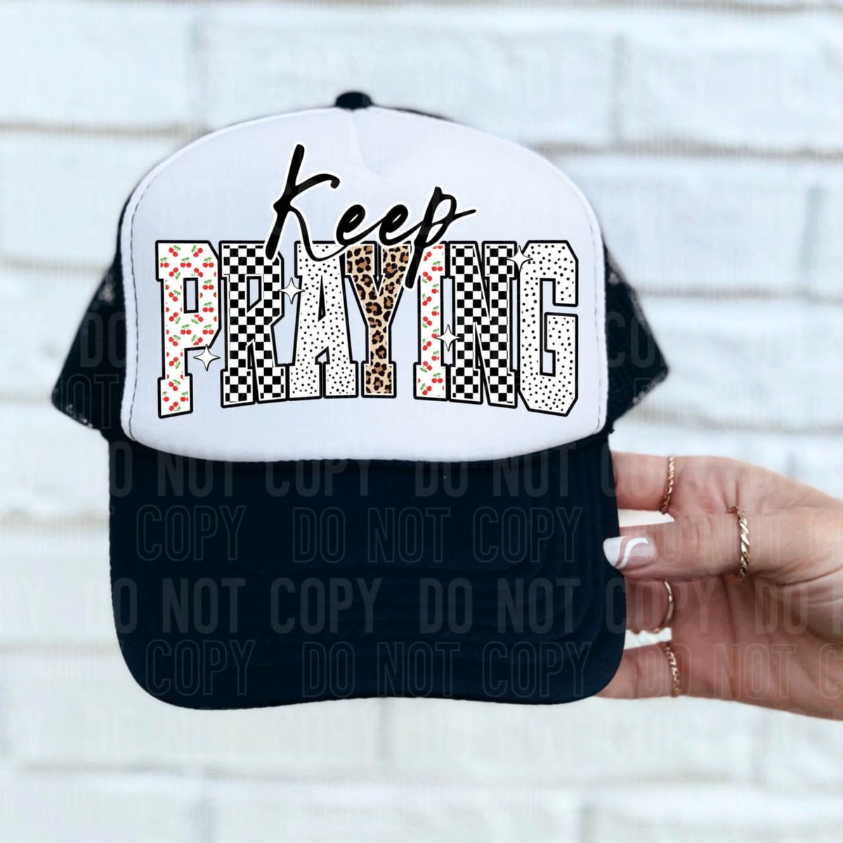 Keep praying patterned 106918 DTF transfer