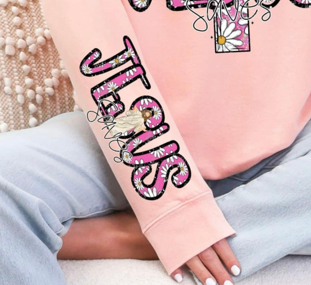 Jesus saves light Jesus sleeve (VIRGO) 85192 DTF transfer