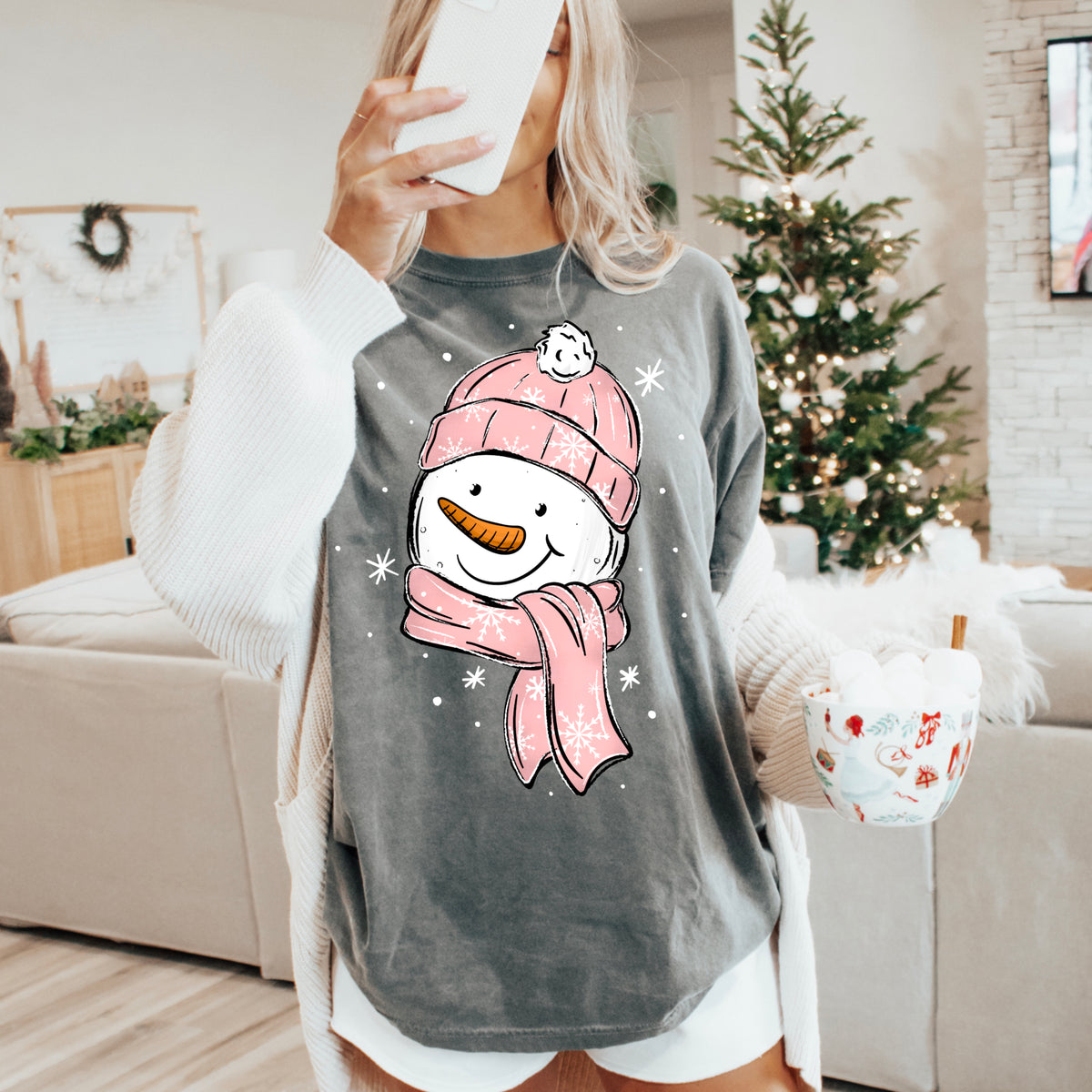 Snowman with pink hat (csc) DTF Transfer