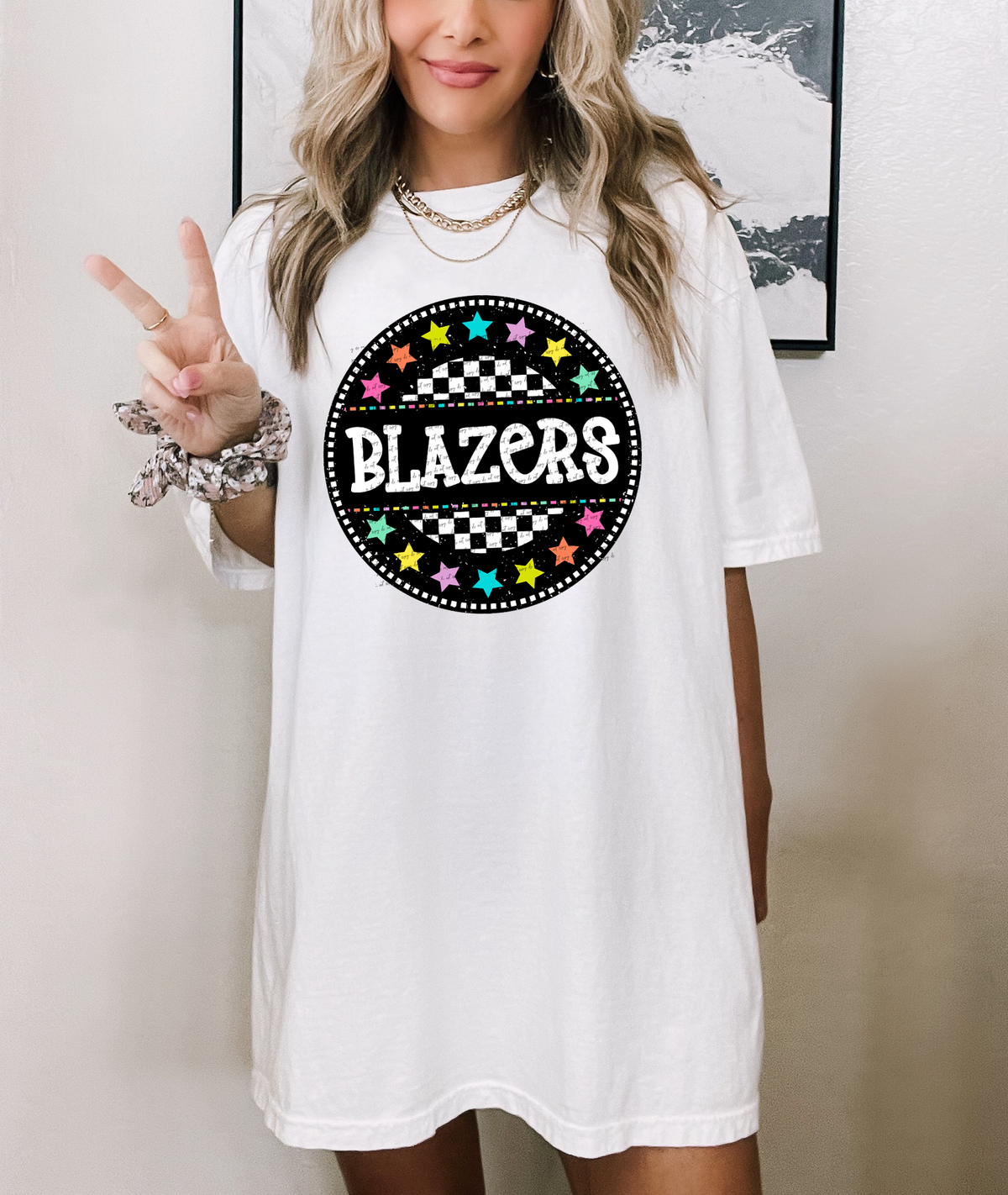 Blazers (circle checkers and stars) 49692 DTF TRANSFER
