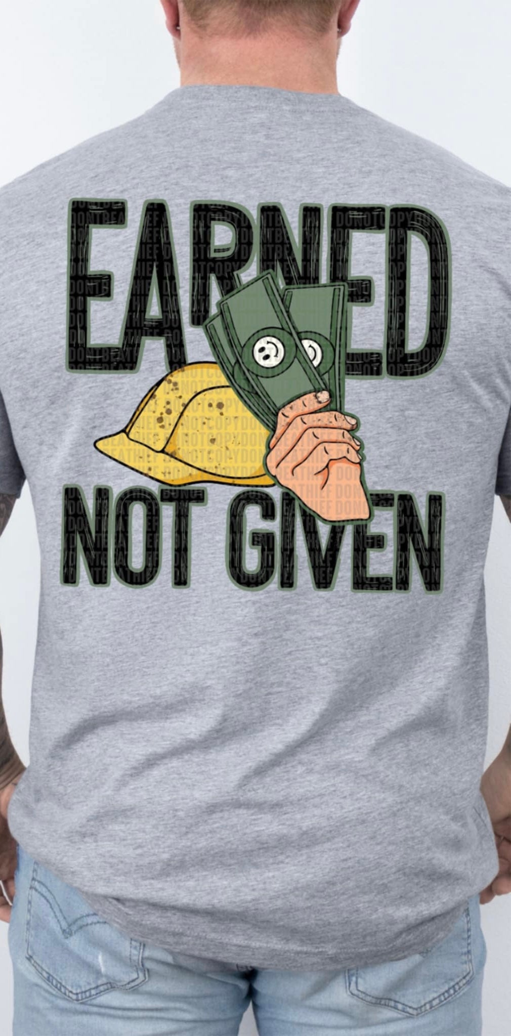 Earned not given tan (SDD) 94380 DTF transfer