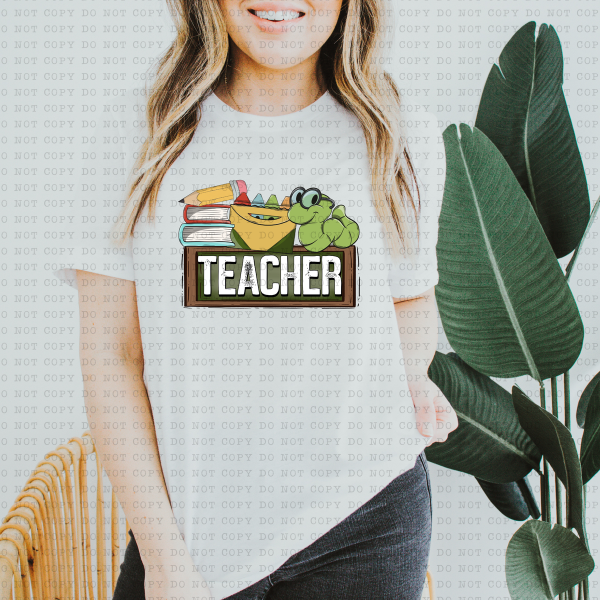 Teacher (white board, worm, books, pencils) 3343 DTF TRANSFER
