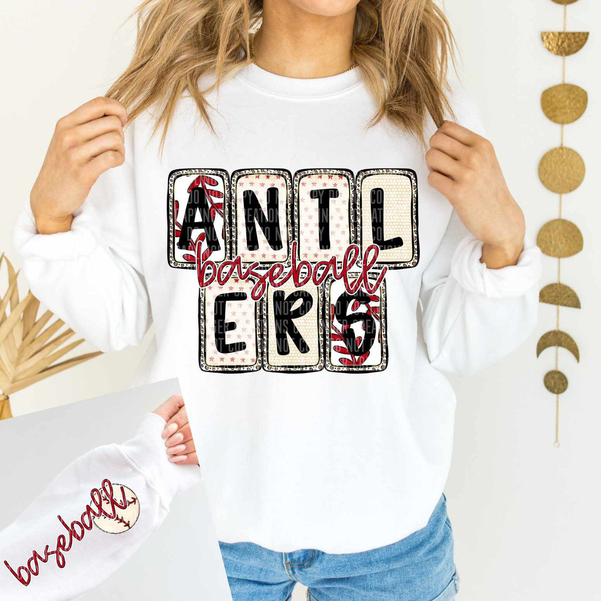 Antlers Baseball FRONT (caplinger) 82631 DTF transfer