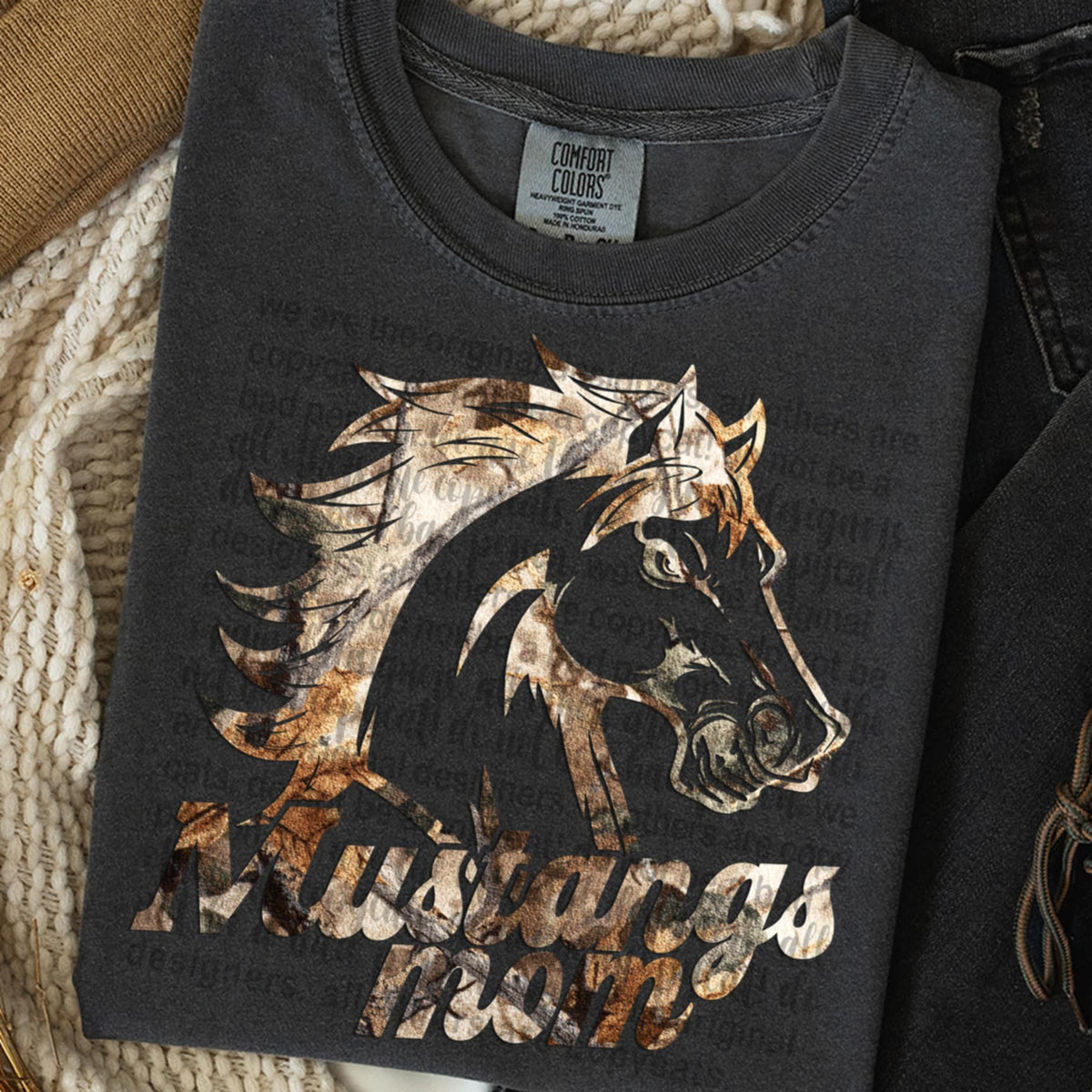 Mustangs Mom Camo TTD DTF transfer