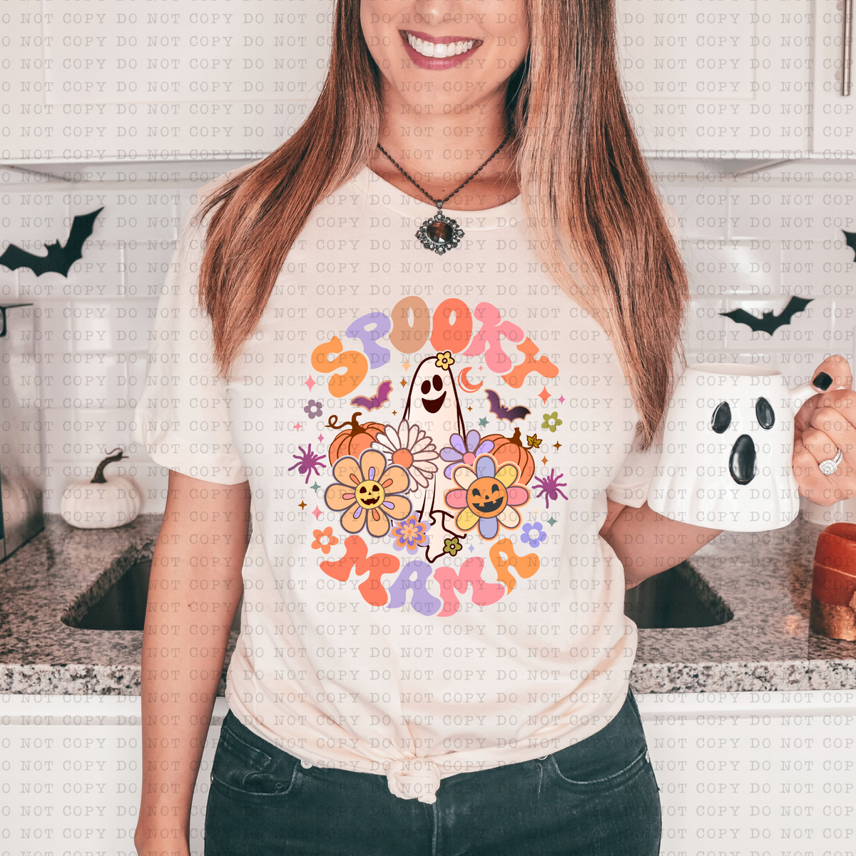 Spooky Mama (retro, groovy, ghost) 3351 DTF TRANSFER