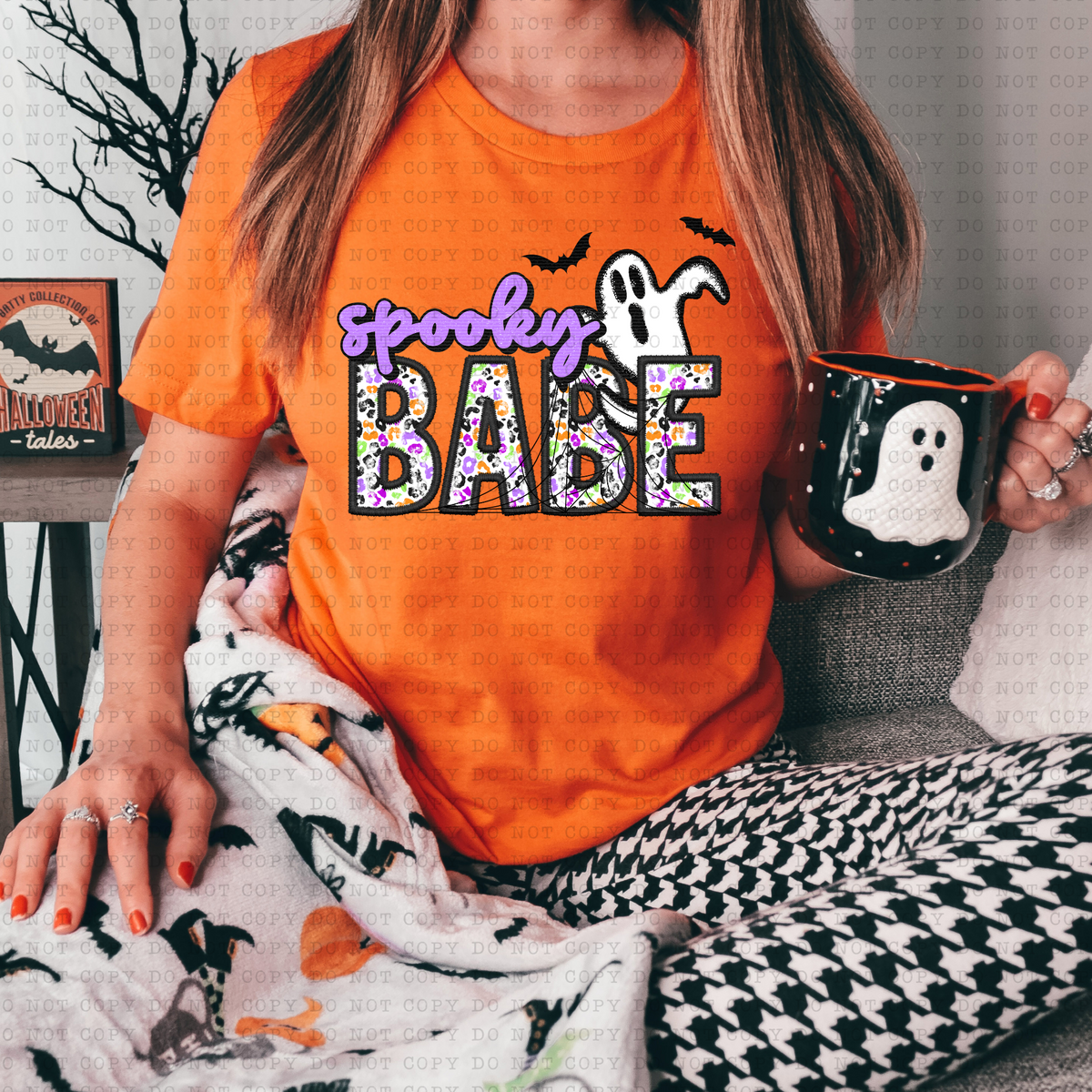 Spooky Babe Faux Embroidery (colorful leopard, ghost) 3357 DTF TRANSFER
