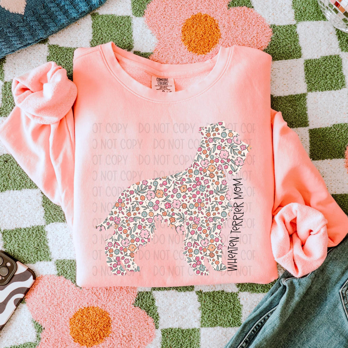 Wheaton terrier mom floral puppy (SWD) 87050 DTF transfer