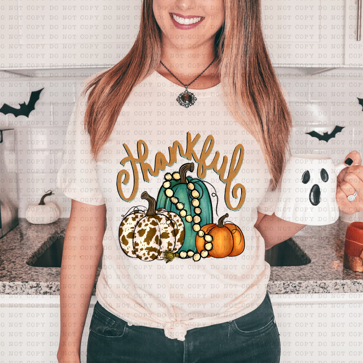 Thankful Cowprint Pumpkin (retro, vintage, western) 3361 DTF TRANSFER