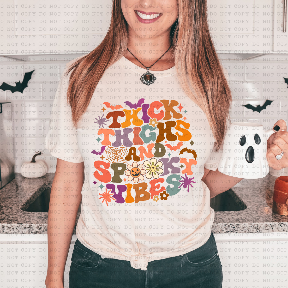 Thick Thighs And Spooky Vibes (retro, groovy) 3362 DTF TRANSFER