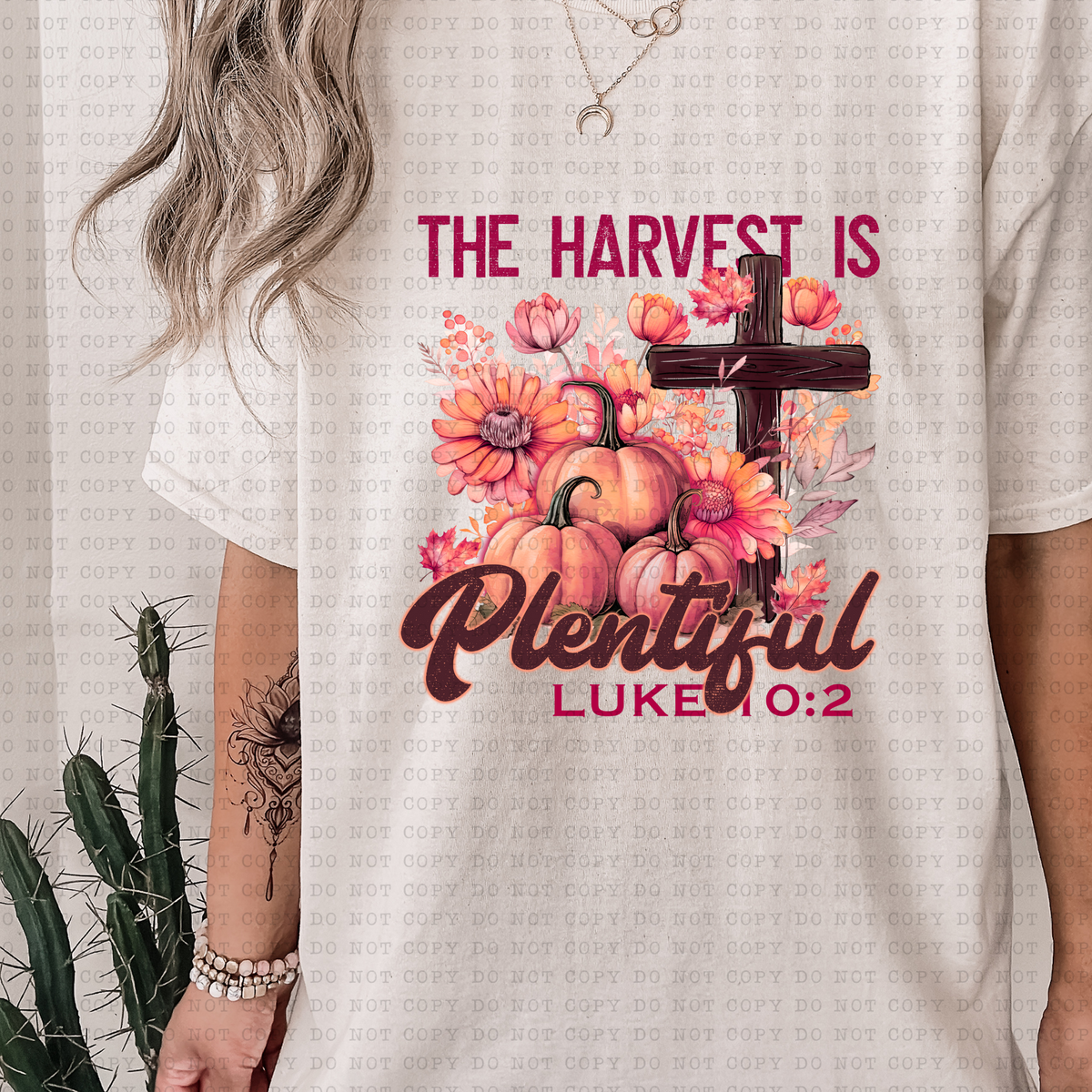 The Harvest Is Plentiful (pumpkins, cross) 3365 DTF TRANSFER