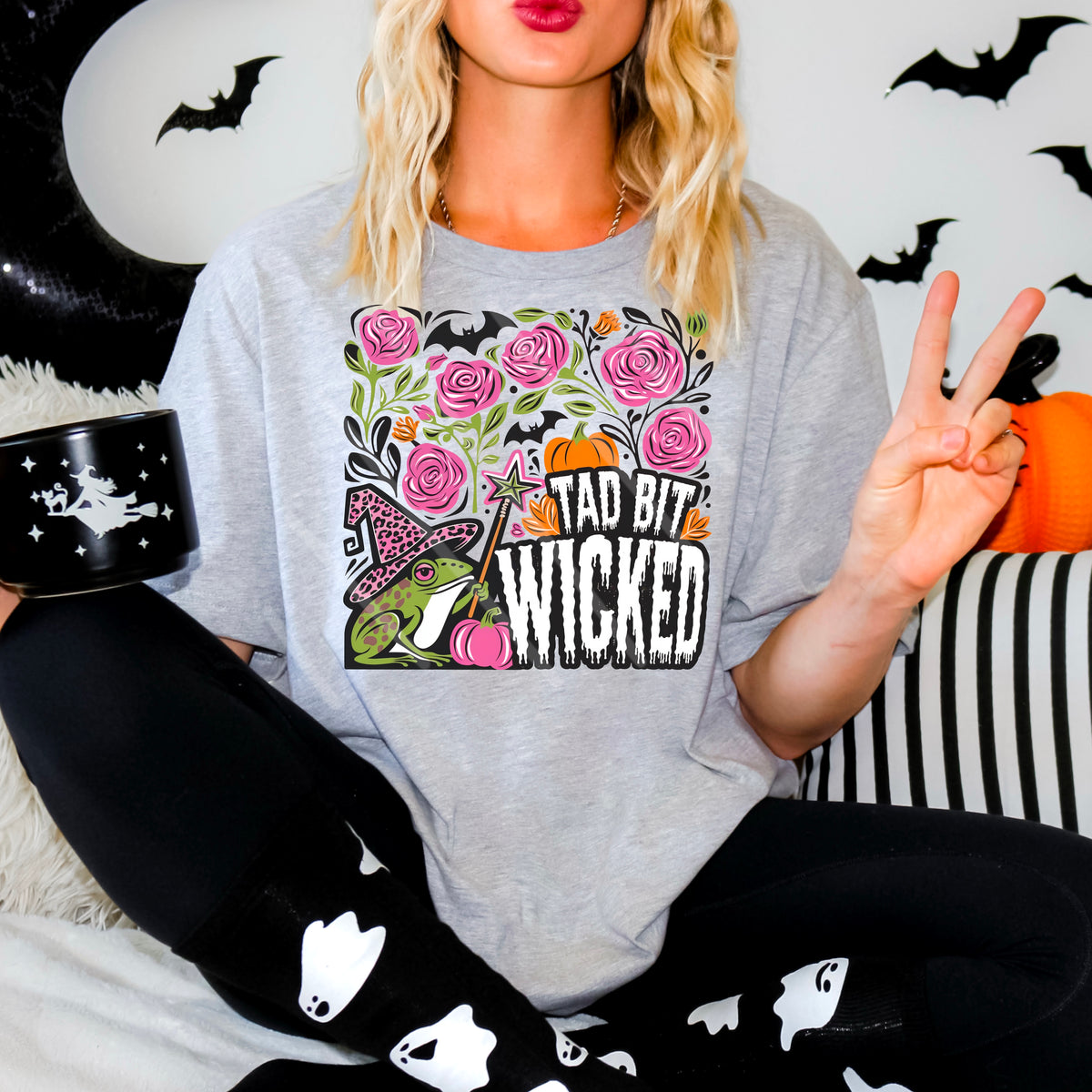 Tad Bit Wicked with frog and florals 110920 DTF transfer