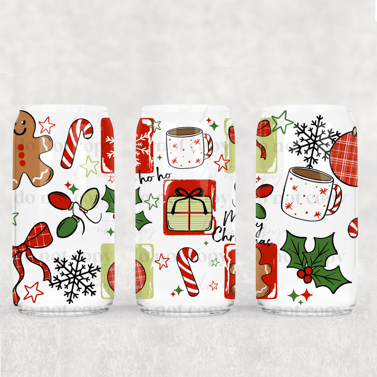Ho ho ho merry Christmas checker UV DTF WRAP