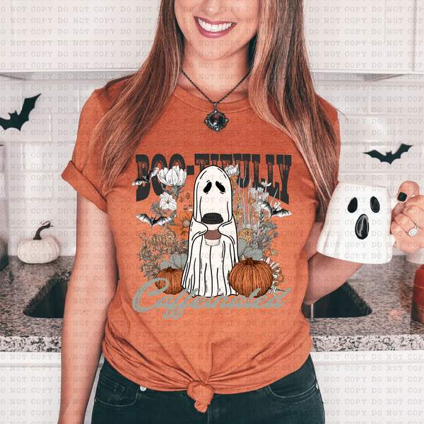 Boo-tifully Caffeinated (Ghost, Floral, Pumpkin, Coffee) 3380 DTF TRANSFER