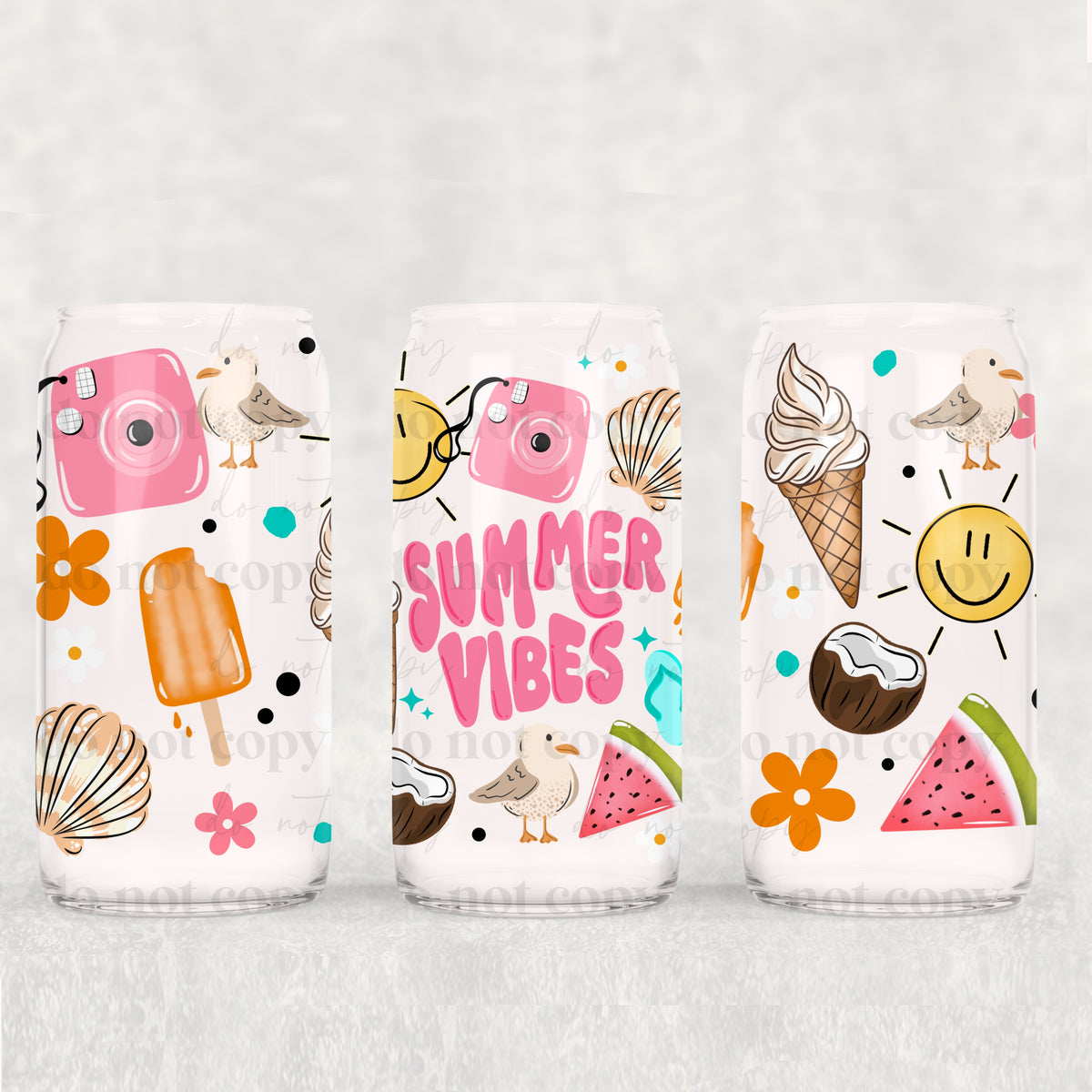 Summer vibes pink font (CSC) UV DTF WRAP