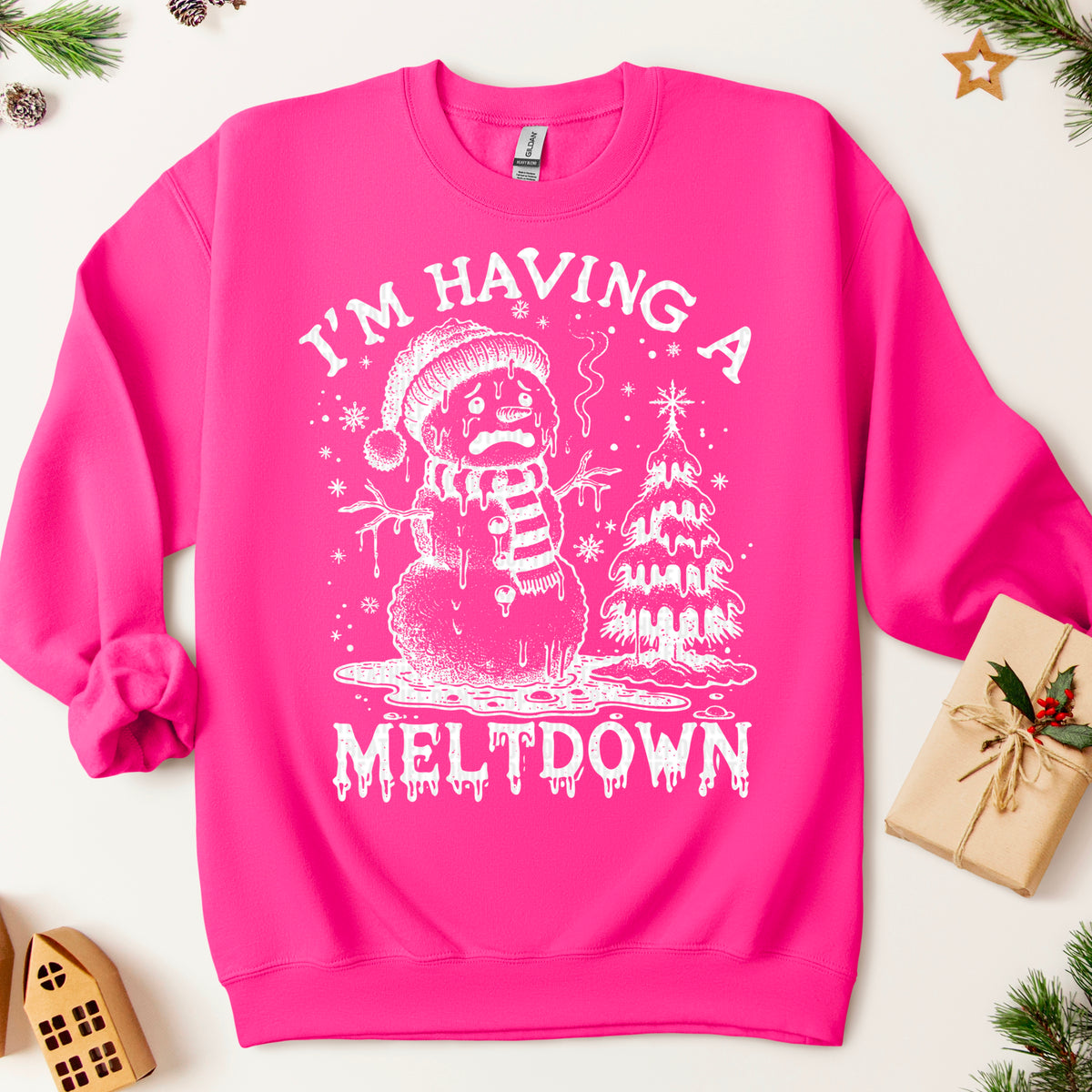 Having a Meltdown snowman WHITE 113394 DTF transfer
