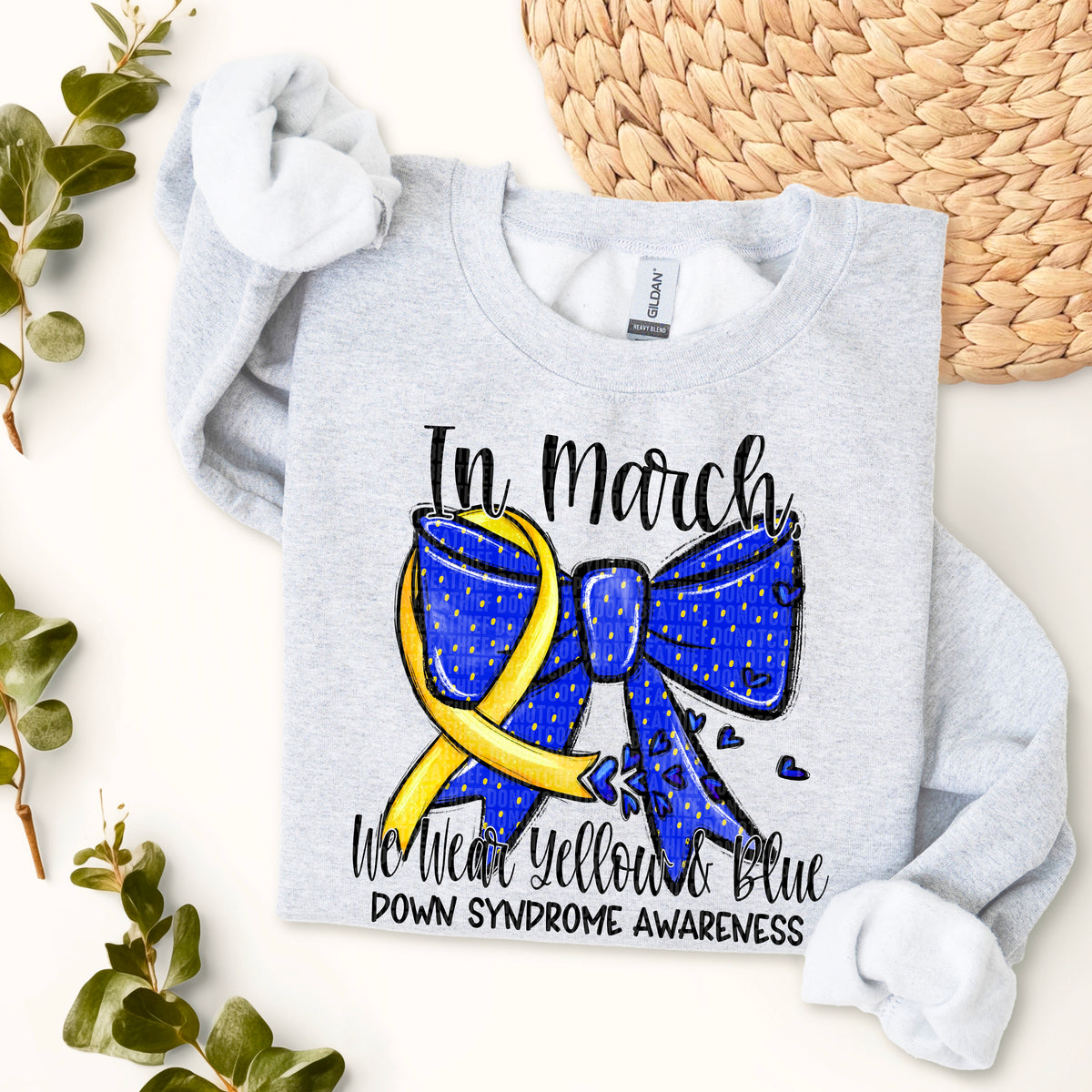 In March we wear yellow & blue black font (SDD) 85937 DTF transfer