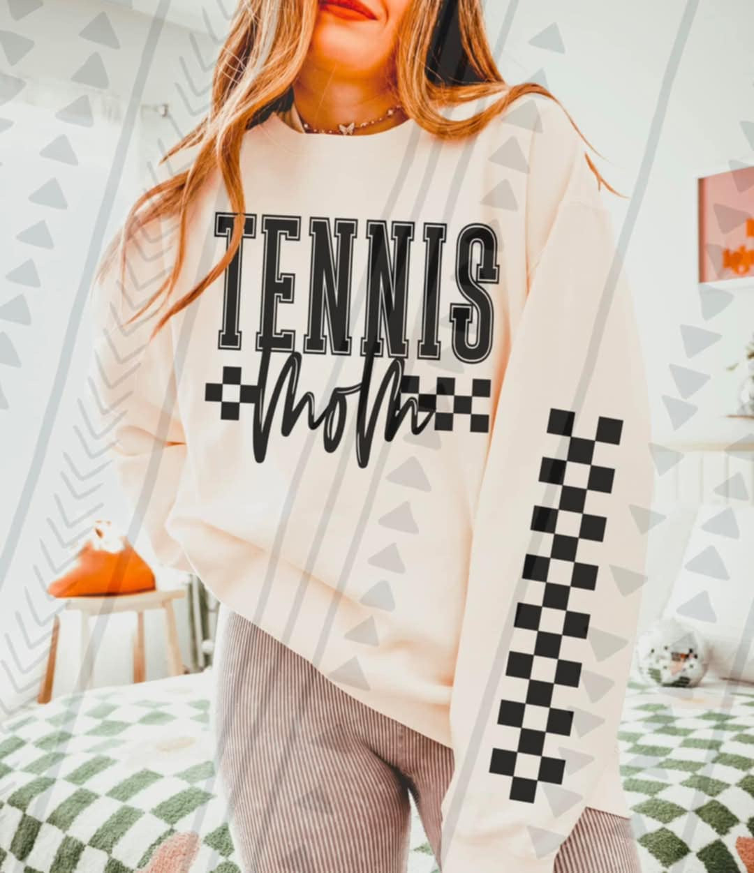 Tennis mom checkered FRONT 94647 DTF transfer