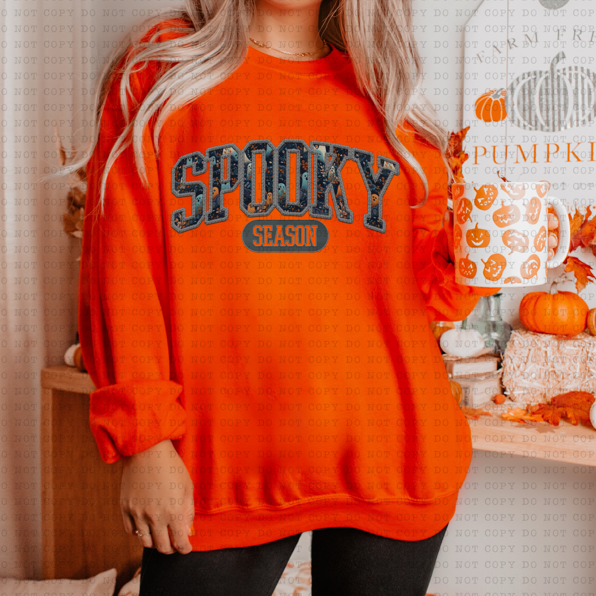 Spooky Season (faux embroidery, halloween, alumni letters) 3396 DTF TRANSFER