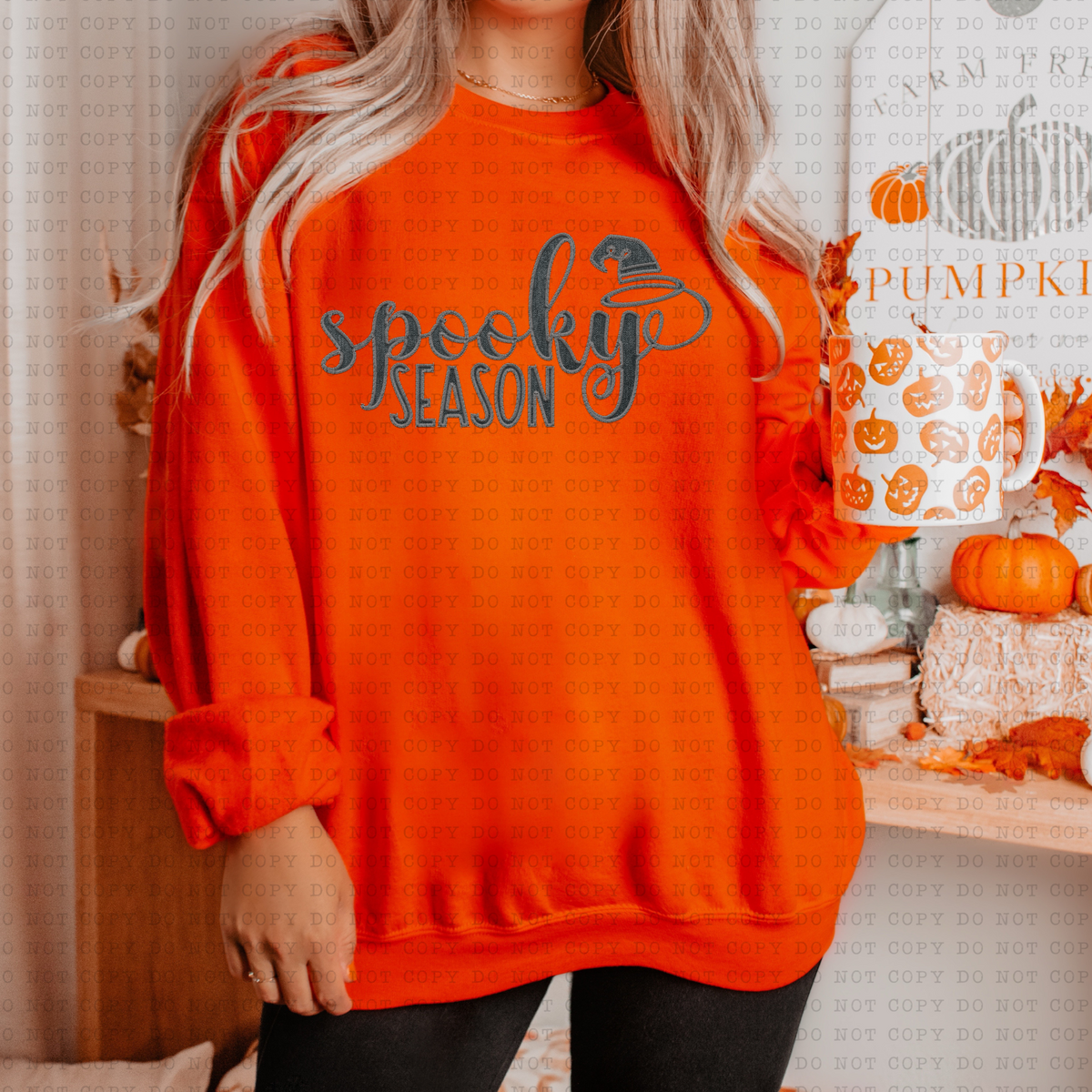 Spooky Season (faux embroidery, black) 3397 DTF TRANSFER