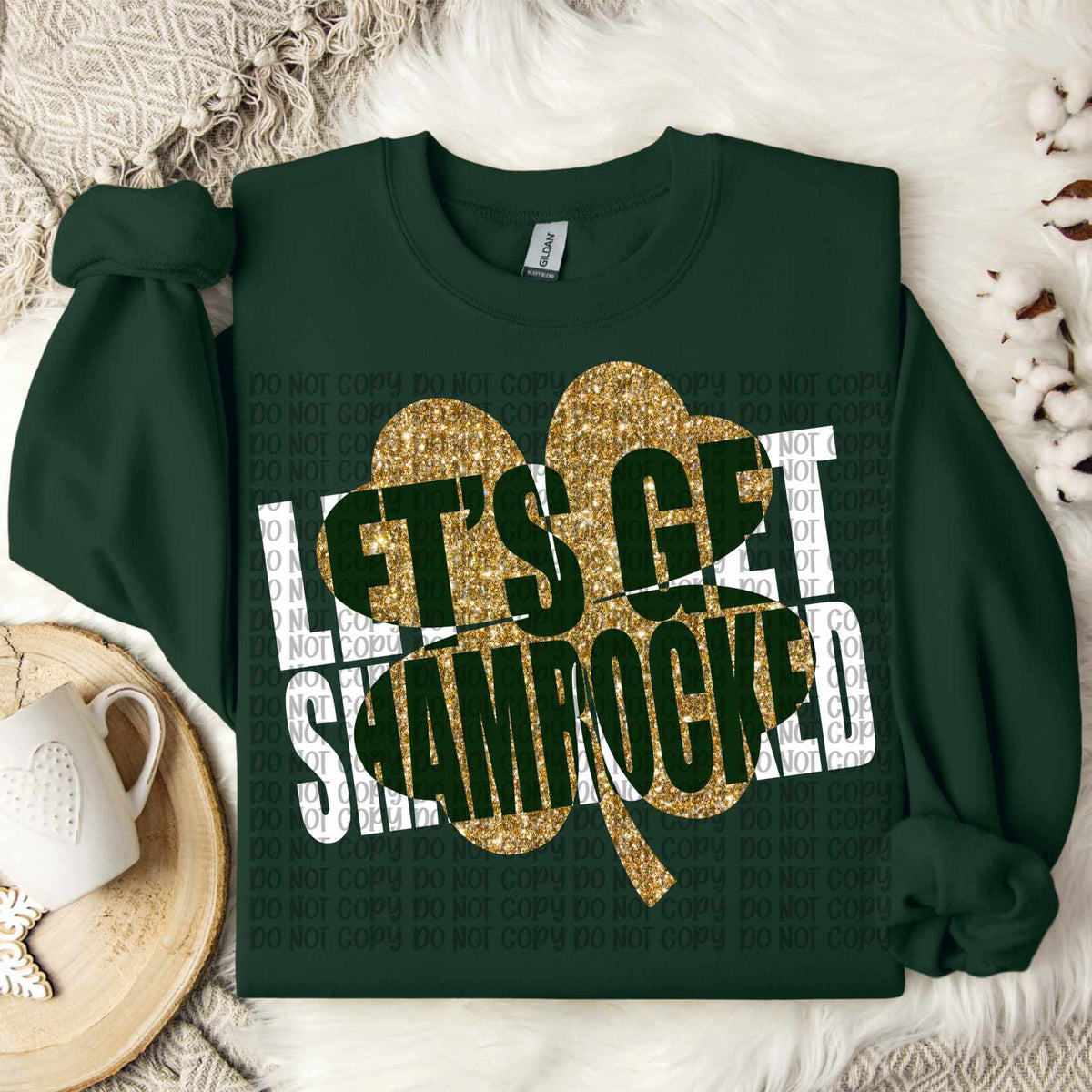 Let’s get shamrocked white and gold (VP) 80715 DTF transfer