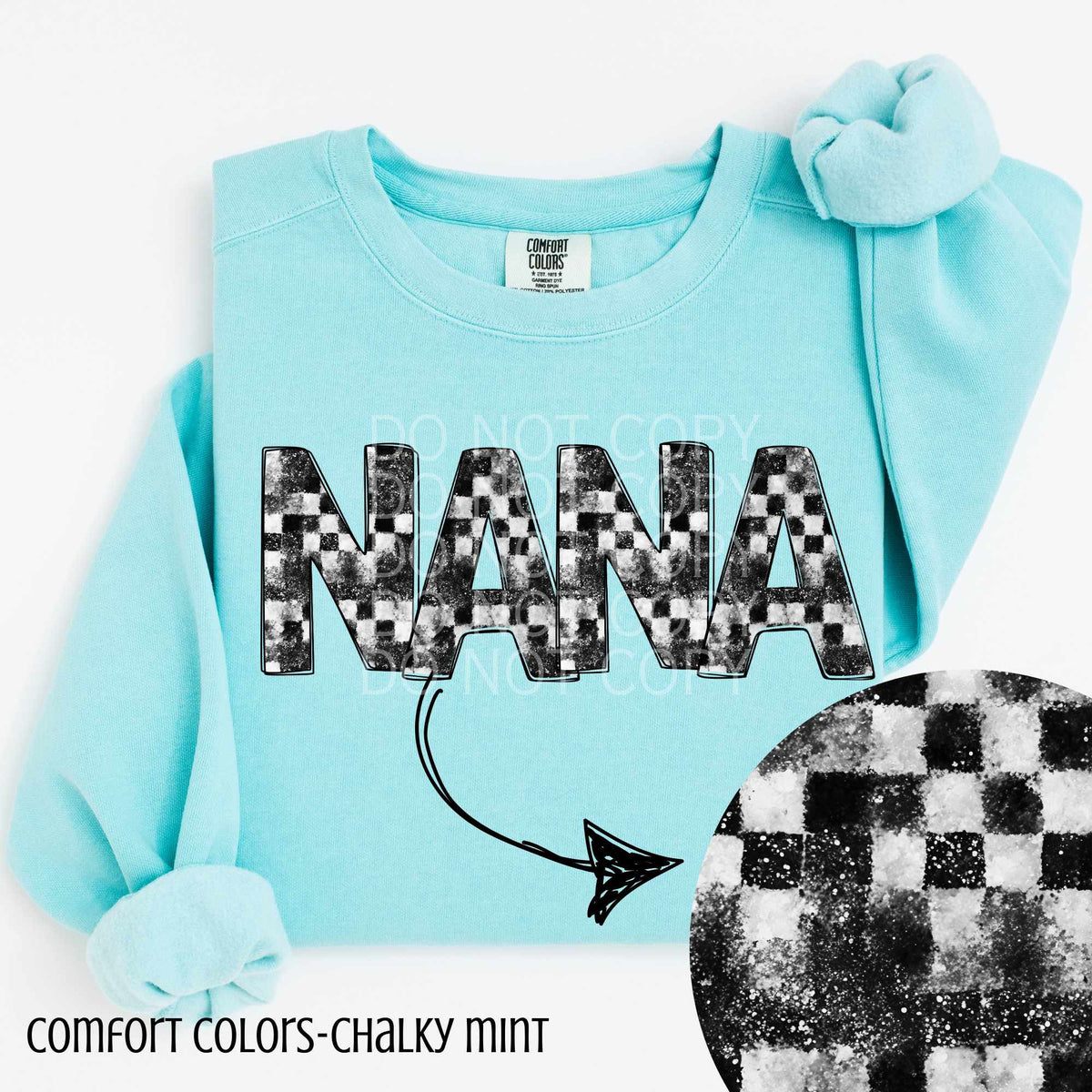 Nana checkered and glitter (CSG) 84236 DTF transfer