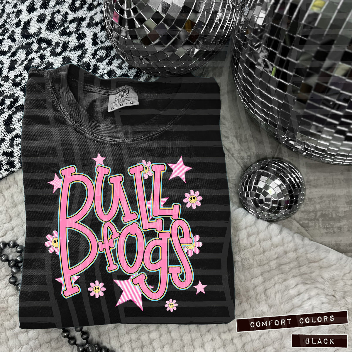 Bullfrogs Pink Flowers And Stars 104919 DTF transfer