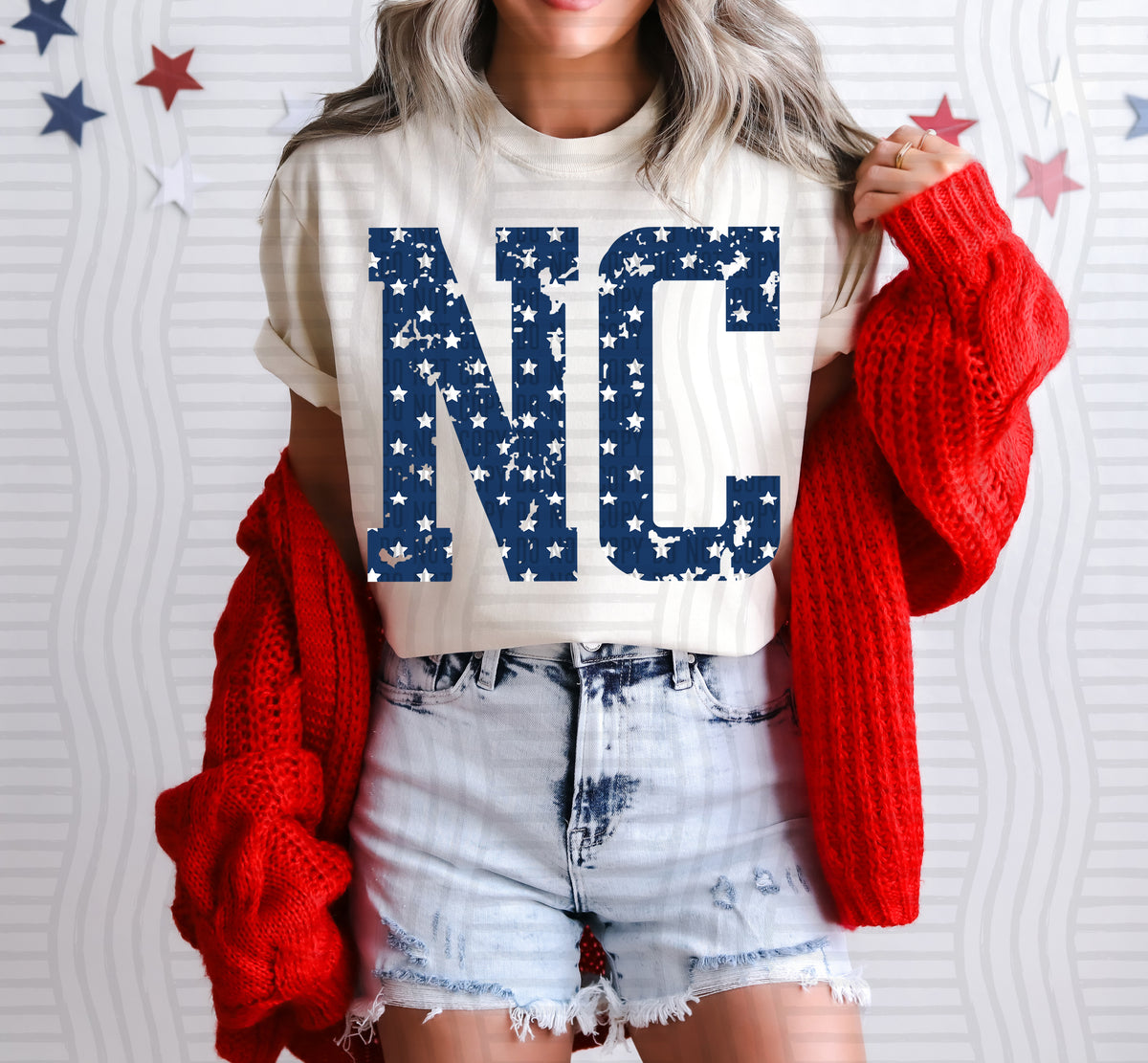 NC white stars (Caplinger) dtf transfer