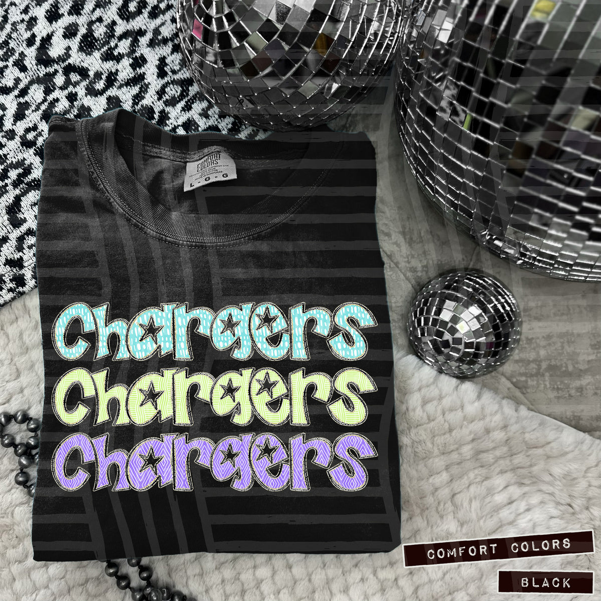 Chargers Pastel Star Stacked (Caplinger) 101578 DTF transfer