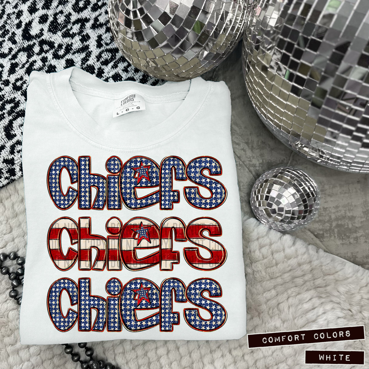 Chiefs RWB stacked (Caplinger) DTF transfer