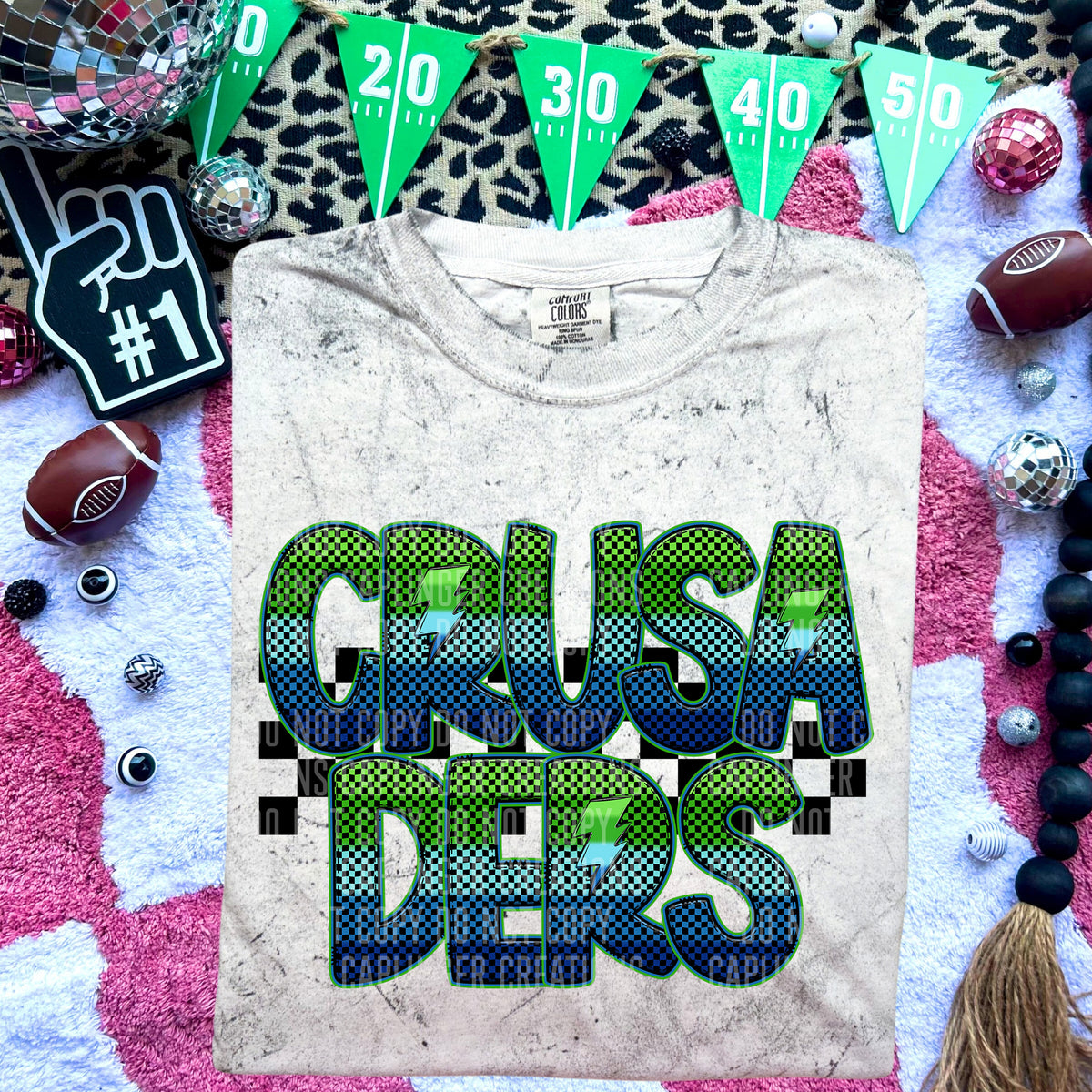 Crusaders Blue and Green Checkered (Caplinger) DTF transfer