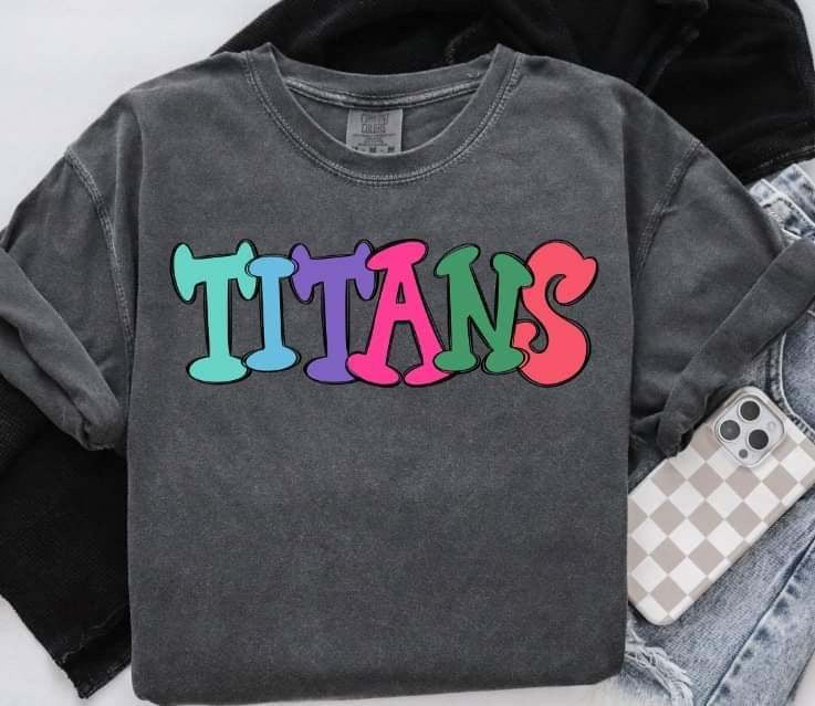 Titans colorful bubble font (S&G) 64466 DTF transfer