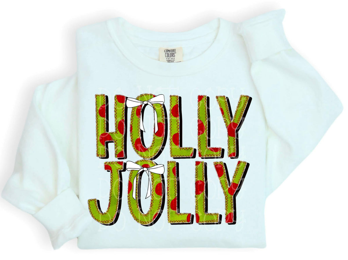 Holly Jolly red and green polka dots (C’s) DTF Transfer