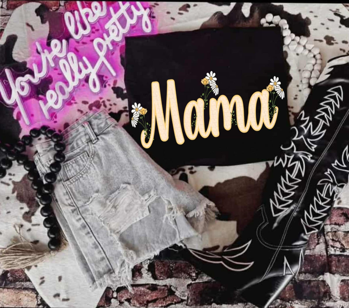 Mama spring flowers checkers (Linda) 107842 DTF transfer