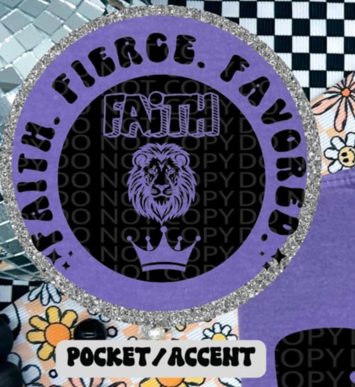 Faith fierce favored BLACK pocket (HW) 87254 DTF transfer