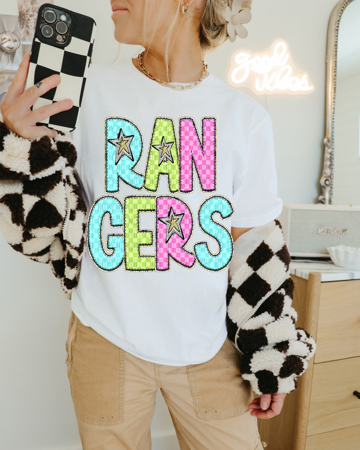 Rangers Colorful Checkered (caplinger) DTF transfer