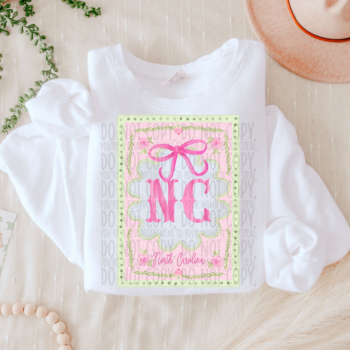 NC pink frame with bow (SWD) DTF Transfer