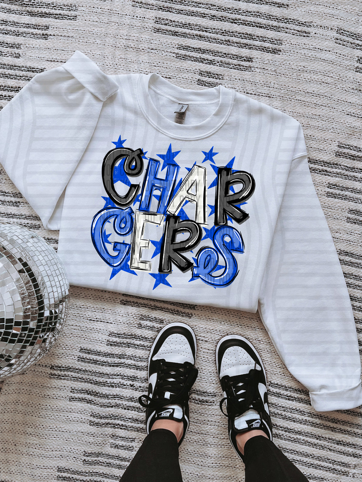chargers black and blue with blue stars (caplinger) DTF Transfer
