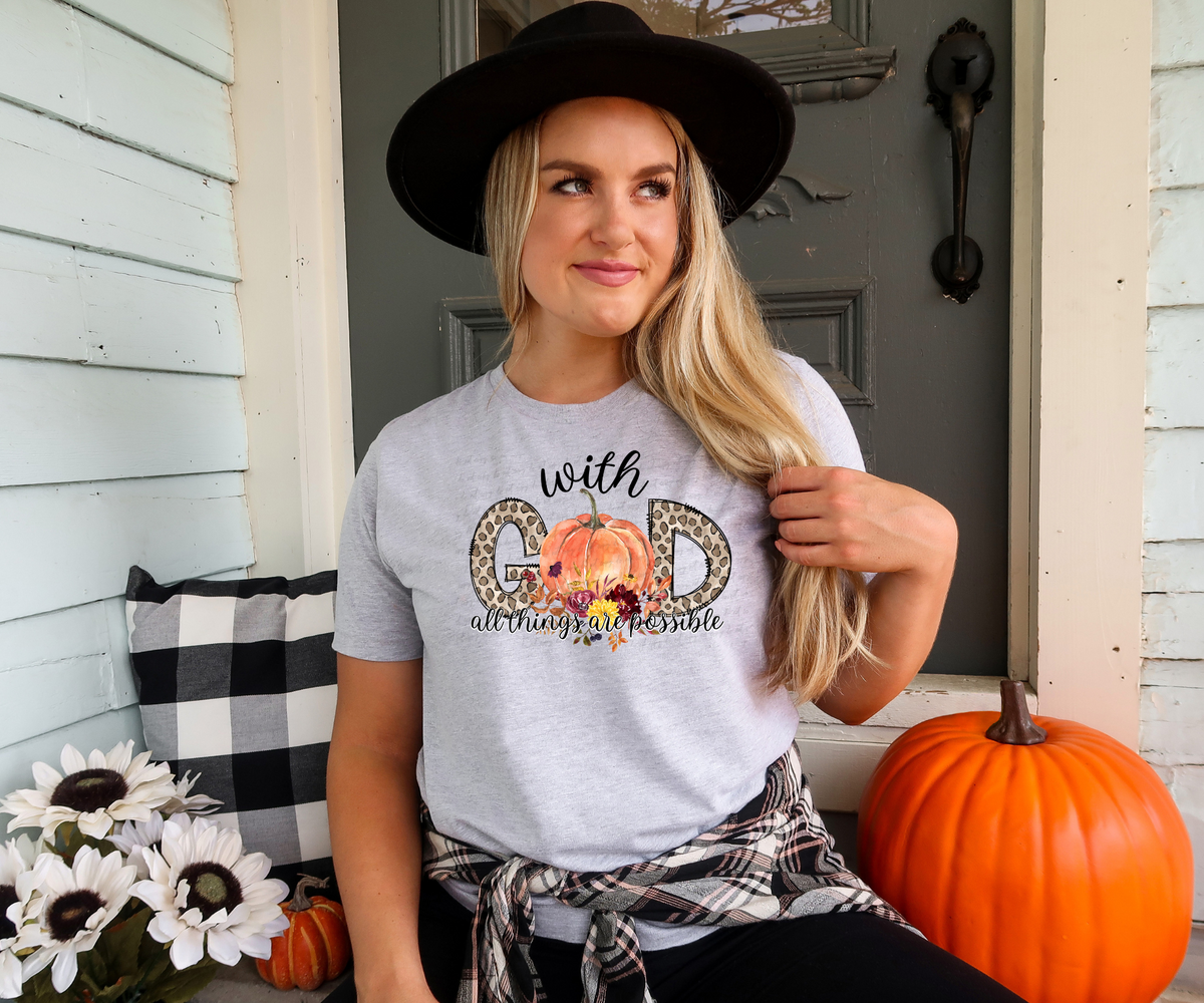 With God pumpkin dark florals 28982 DTF Transfer