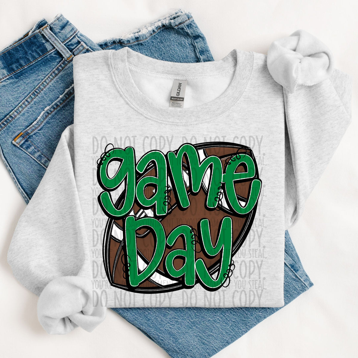 Game day green football (SWD) DTF transfer