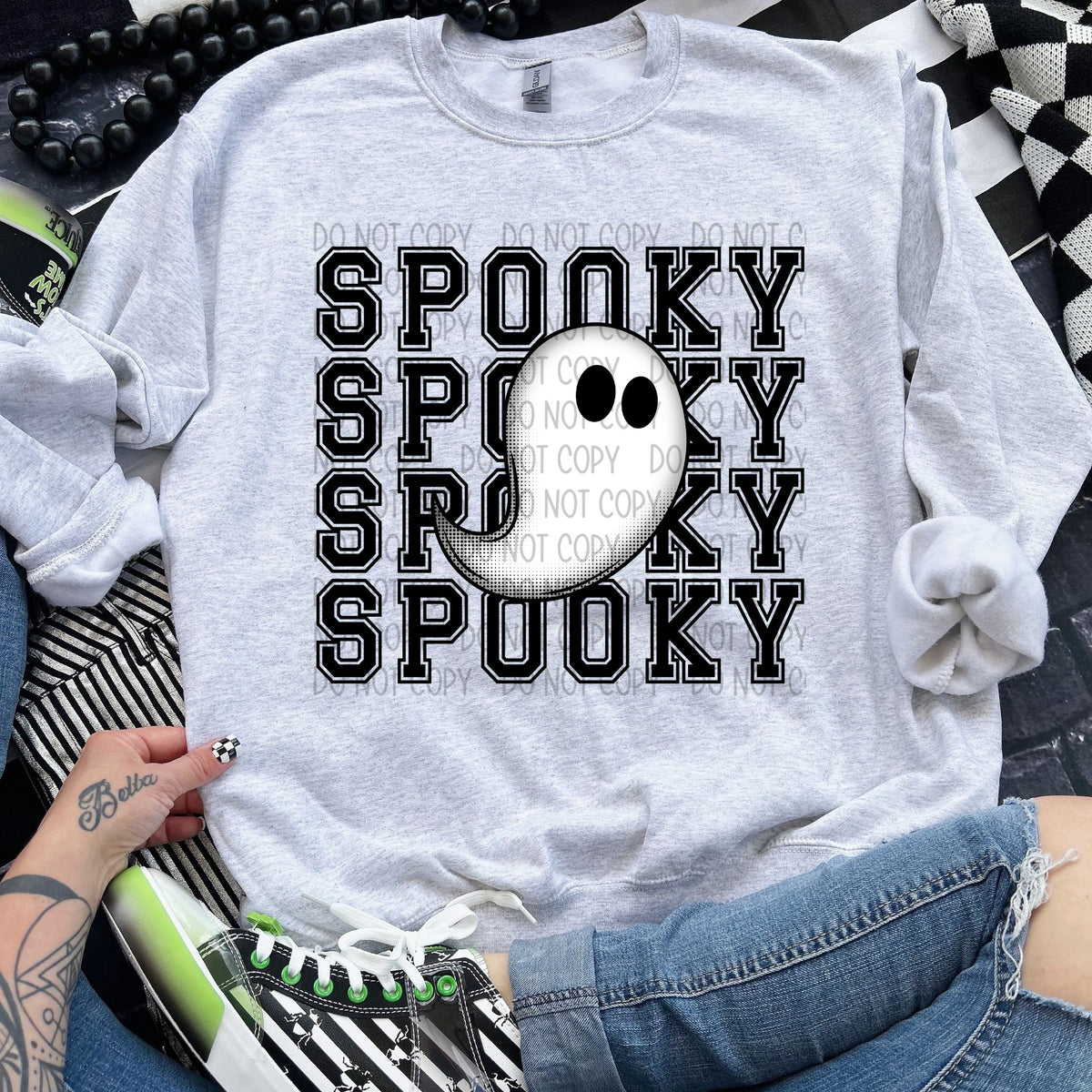 Spooky stacked ghost SWD DTF transfer